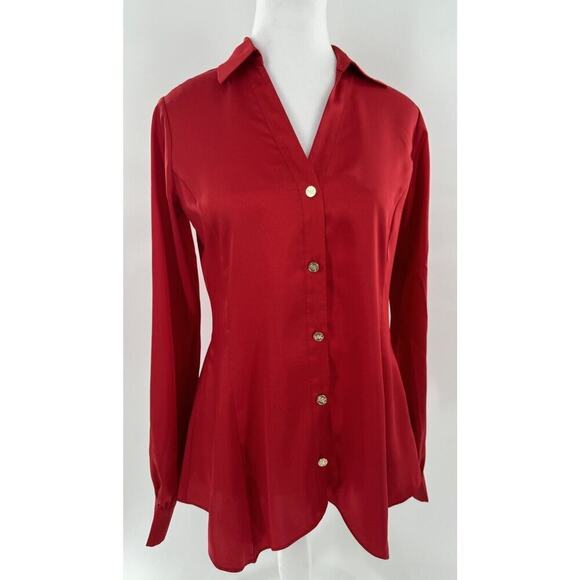 Michael Kors Blouse Size XS Logo Red Career Business Office Flowy​​​ - Picture 1 of 16